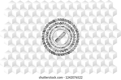 hair comb icon inside grey emblem. Vintage with geometric cube white background