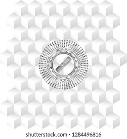 hair comb icon inside grey emblem. Retro with geometric cube white background