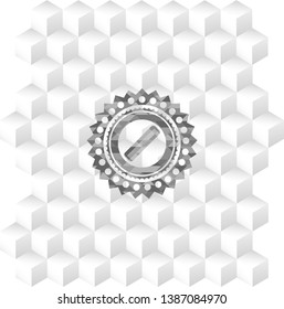 hair comb icon inside grey emblem with cube white background