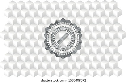 hair comb icon inside grey emblem with cube white background