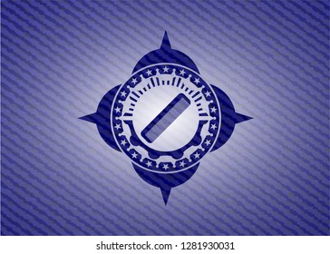 hair comb icon inside jean or denim emblem or badge background
