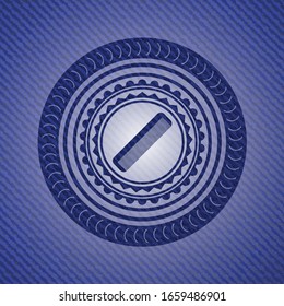 hair comb icon inside jean or denim emblem or badge background