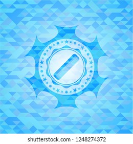 hair comb icon inside light blue emblem. Mosaic background