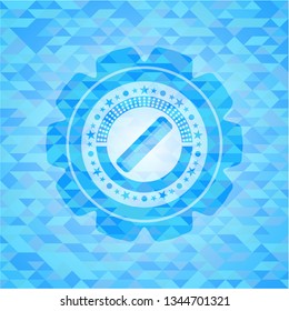 hair comb icon inside light blue mosaic emblem