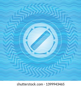 hair comb icon inside light blue water wave style emblem.