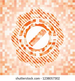 hair comb icon inside orange tile background illustration. Square geometric mosaic seamless pattern with emblem inside.