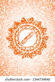 hair comb icon inside orange mosaic emblem