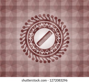 hair comb icon inside red seamless polygonal badge.
