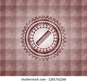 hair comb icon inside red polygonal badge. Seamless.