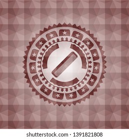 hair comb icon inside red emblem or badge with geometric pattern background. Seamless.
