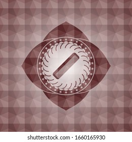 hair comb icon inside red seamless emblem with geometric pattern background.