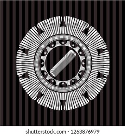 hair comb icon inside silver shiny badge