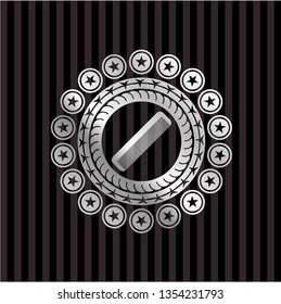 hair comb icon inside silver badge