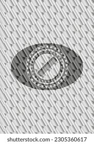 Haarkomb-Symbol in silberfarbenem Emblem. Skaliert Muster. Vektorgrafik. Detaillierte Angaben. 