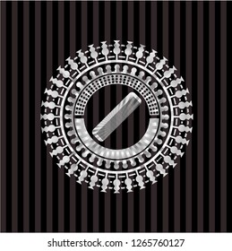 hair comb icon inside silvery shiny badge