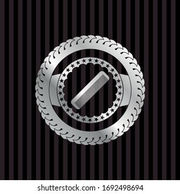 hair comb icon inside silvery badge or emblem