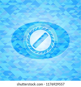 hair comb icon inside sky blue emblem with mosaic ecological style background