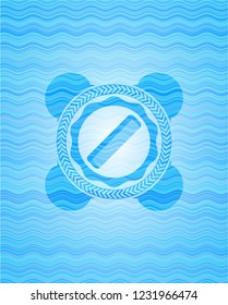 hair comb icon inside sky blue water wave style emblem.