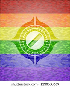 hair comb icon on mosaic background with the colors of the LGBT flag