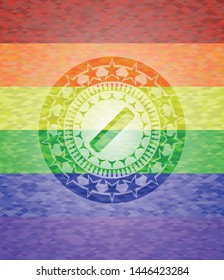hair comb icon on mosaic background with the colors of the LGBT flag