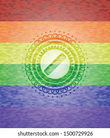 hair comb icon on mosaic background with the colors of the LGBT flag
