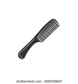 Hair Comb Icon Silhouette Illustration. Hairdresser Fashion Vector Graphic Pictogram Symbol Clip Art. Doodle Sketch Black Sign.