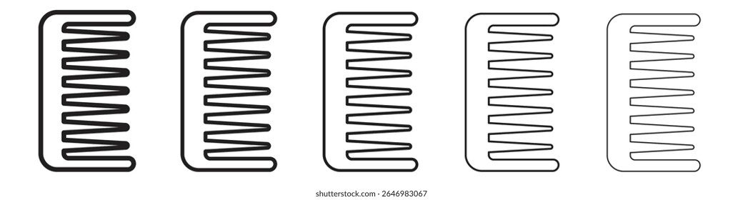 Ícone de pente de cabelo fino plano contorno estilo vetor sinal