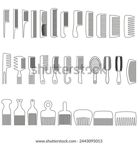 Hair comb icon vector set. Hairstyle illustration sign collection. Barber shop symbol. Hairdresser logo.