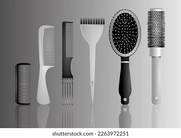 "Hair Comb"

Several types of hair combs, realistic vector illustration.