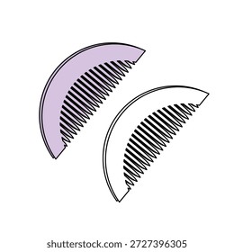 Peine de pelo técnico de dibujo de Vector maqueta de Plantilla.