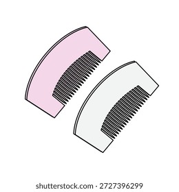 Peine de pelo técnico de diseño plano Vector maqueta Plantilla.