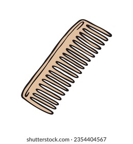 Hair comb tool for every barbershop flat outline illustration. Hygiene instrument for long and short human and animal hair hand drawn simple pen drawing detail. Professional haircut barber object sign