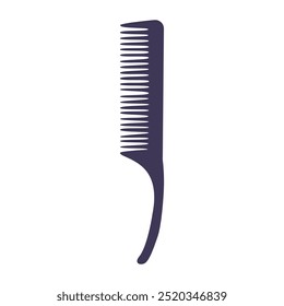 Hair comb with tooth and handle in flat design. Classic tool for cutting. Vector illustration isolated.