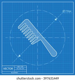 hair comb vector blueprint icon 