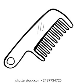 peine de pelo, dibujo vectorial de la mano boceto garabato
