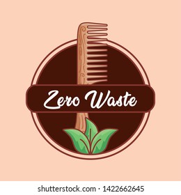 hair comb wooden with natural leafs