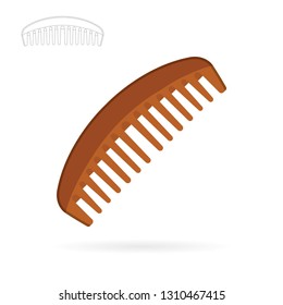 Hair comb. Wooden hair comb vector illustration.
Hair comb icon. Part of set.