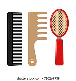 Hair combs on white background, cartoon illustration. Vector