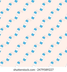 Hair cosmetics seamless pattern. Styling and haircare repeat background. Bottles of spray Vector outline flat illustration.