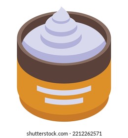 Hair Cream Jar Icon Isometric Vector. Cosmetic Container. Gel Bottle