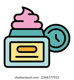 Hair cream jar icon outline vector. Tool care. Salon haircut color flat
