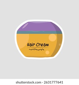 Hair Cream Jar Vector Illustration Sticker. Colorful hair cream jar in vector sticker style, ideal for beauty, haircare, or cosmetic-related creative projects and digital content