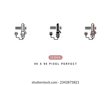 Hair Curler Icon. Curly Tongs Styler Symbol Stock Illustration. Vector Line Icons For UI Web Design And Presentation