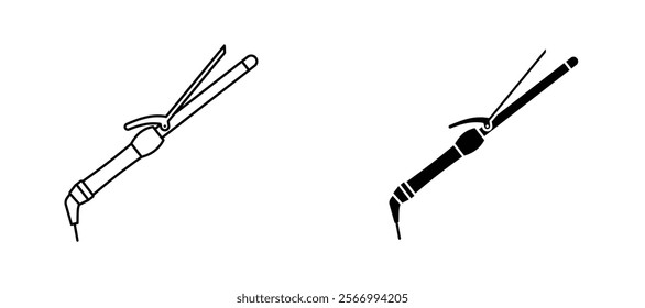 Hair curler icons in outline and fill. vector illustration for ui.
