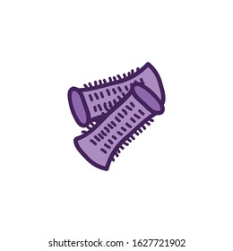 hair curlers doodle icon, vector illustration