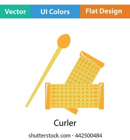 Hair curlers icon. Flat color design. Vector illustration.