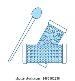 Hair Curlers Icon. Thin Line With Blue Fill Design. Vector Illustration.