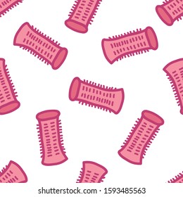 hair curlers seamless doodle pattern, vector illustration