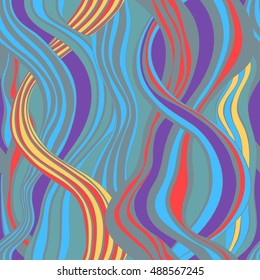 hair curls wave lines abstract seamless pattern