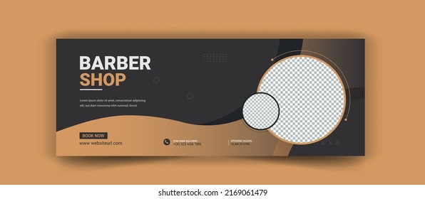 Hair cut banner for Modern barber shop social media cover photo template. beauty salon web banner template